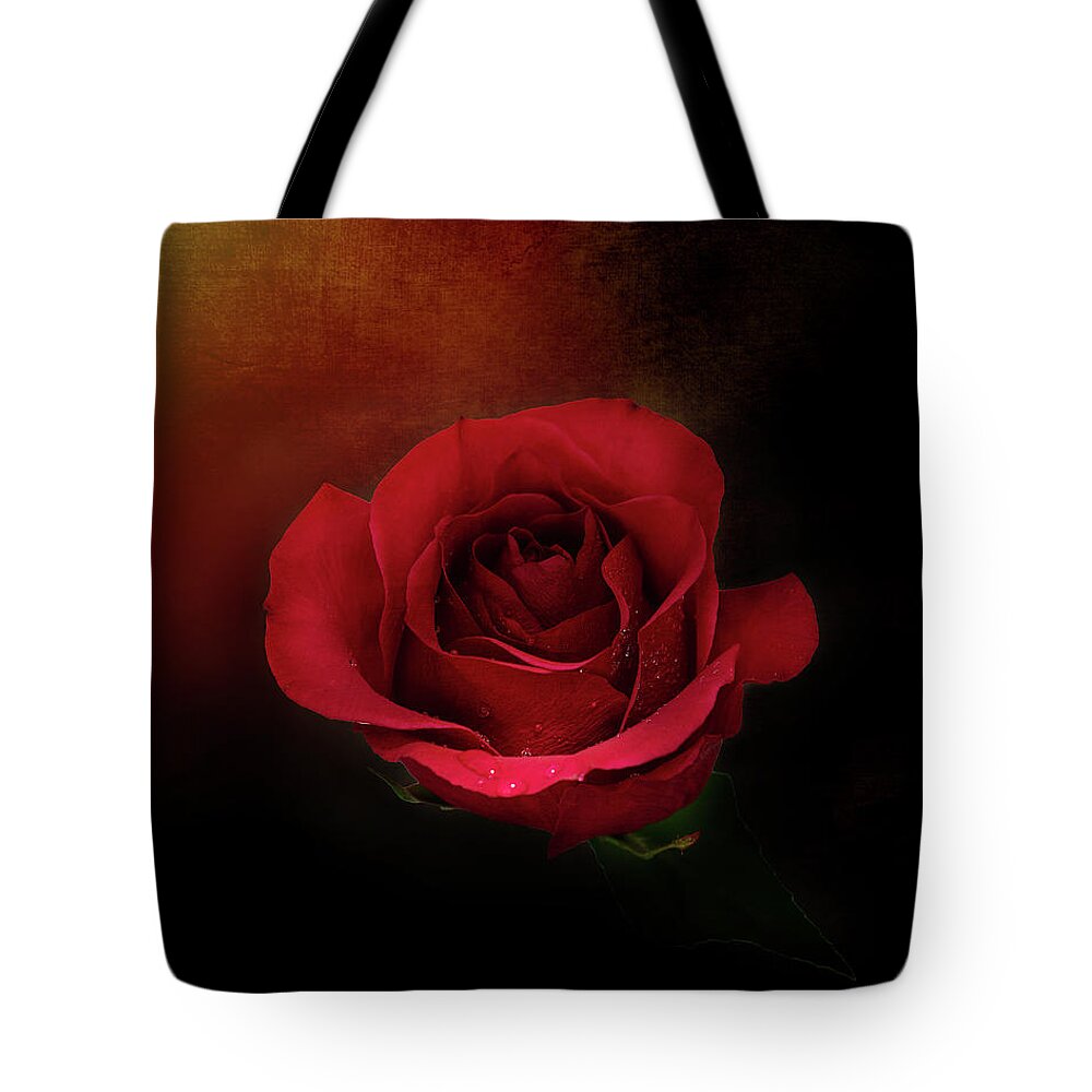 Mystic Rustic Red Rose Tote Bag featuring the photograph Mystic Rustic Red Rose by Gwen Gibson
