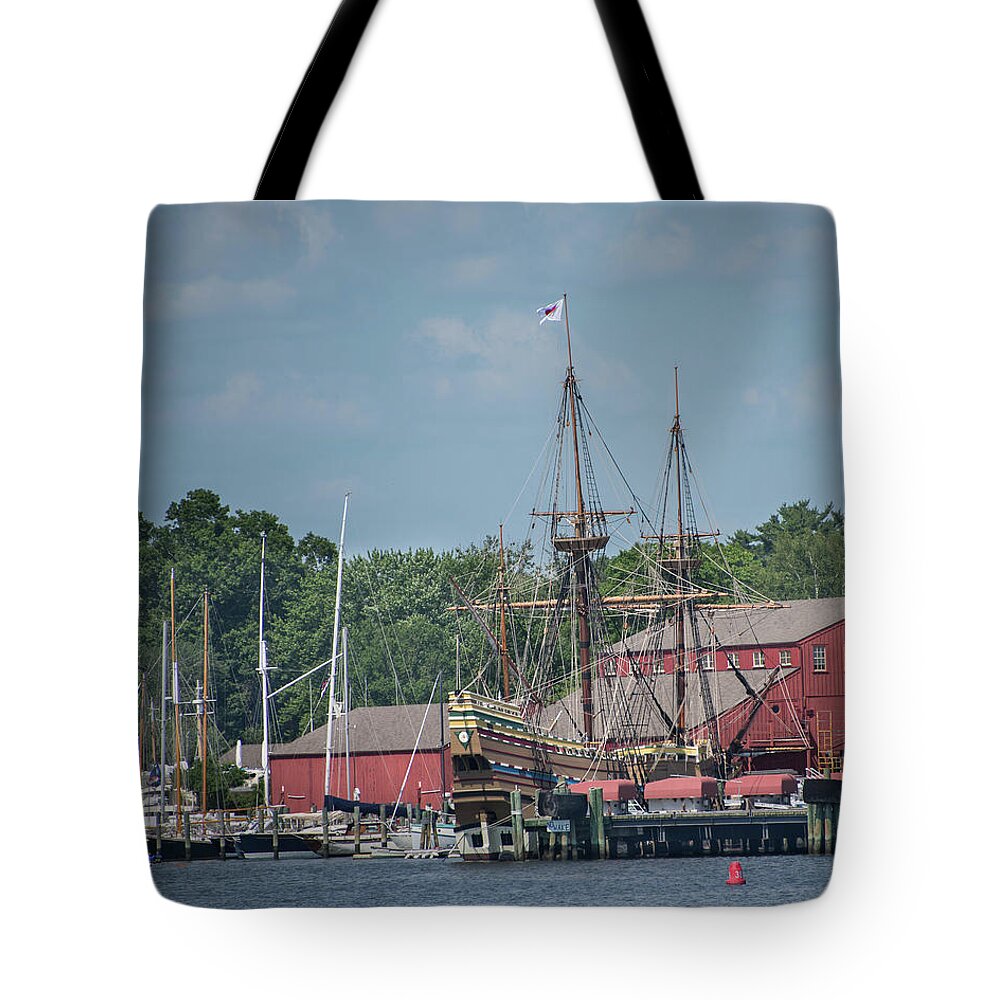 Mystic Tote Bag featuring the photograph Mystic Seaport by Alan Goldberg