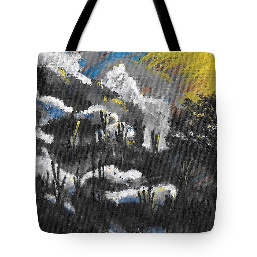 Mystical Tote Bag featuring the painting Mystical Mirage by Esoteric Gardens KN