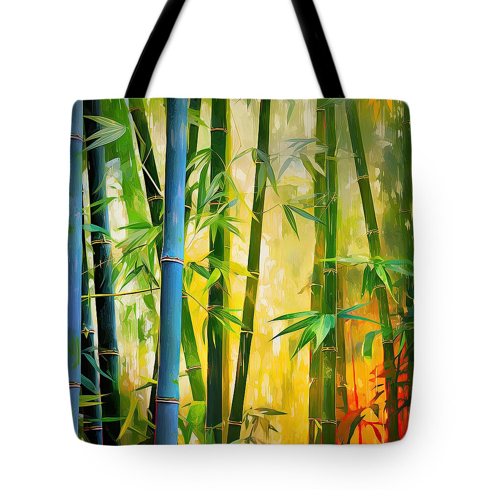 Bamboo Tote Bag featuring the painting Mystique Beauty- Bamboo Artwork by Lourry Legarde