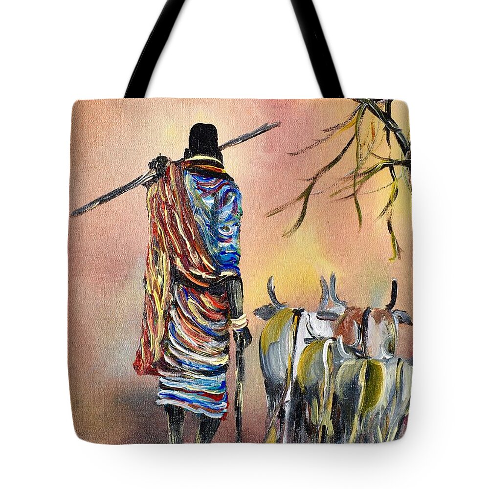 Africa Tote Bag featuring the painting N - 200 by John Ndambo