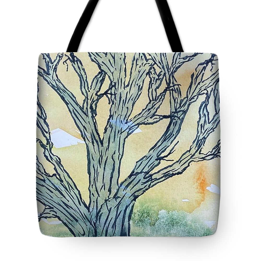 Trees Tote Bag featuring the painting Naked Trees #37 by Anjel B Hartwell