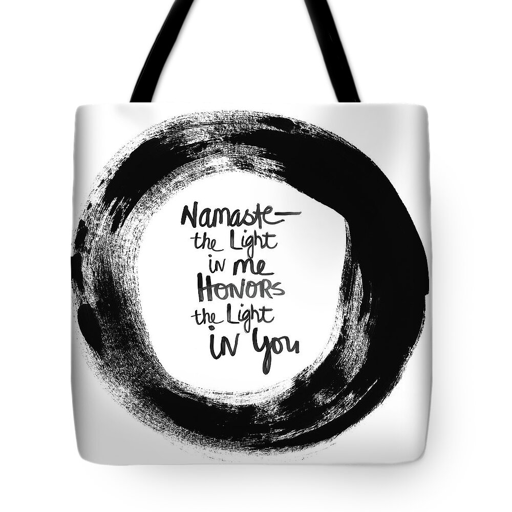 Namaste Tote Bag featuring the mixed media Namaste Light Enso- Art by Linda Woods by Linda Woods