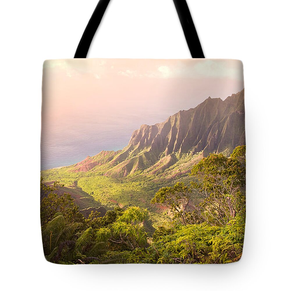 Hawaii Tote Bag featuring the photograph NaPali Sunset by Ed Stokes
