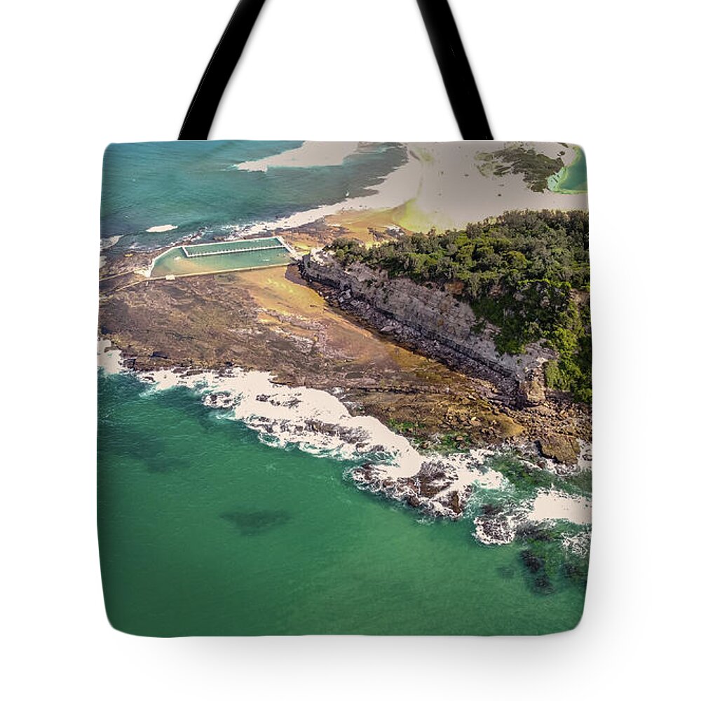 Road Tote Bag featuring the photograph Narrabeen Head, Rockpool and Bridge by Andre Petrov