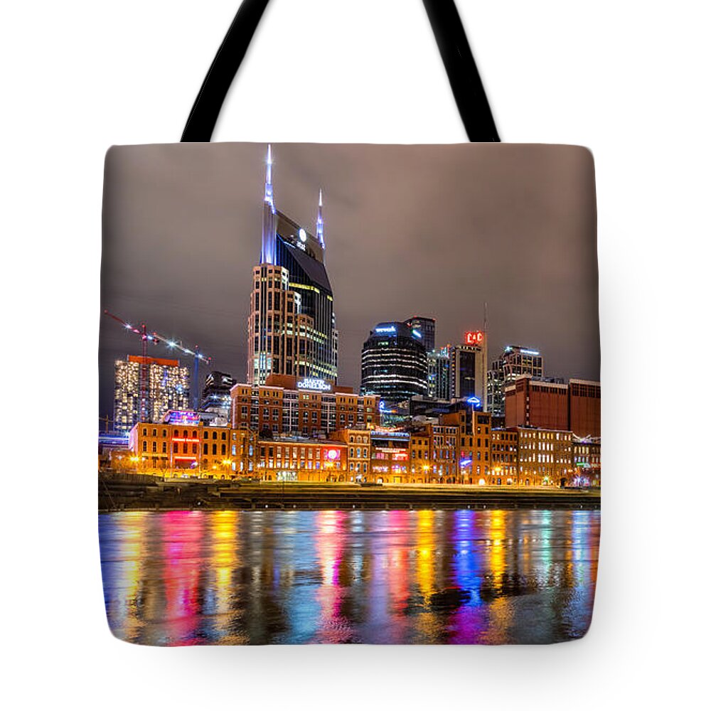 Nashville Tote Bag featuring the photograph Nashville Lights by Rod Best