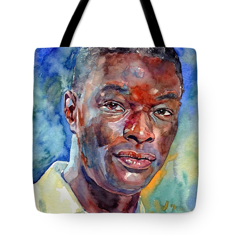 Nat King Cole Tote Bag featuring the painting Nat King Cole Portrait by Suzann Sines