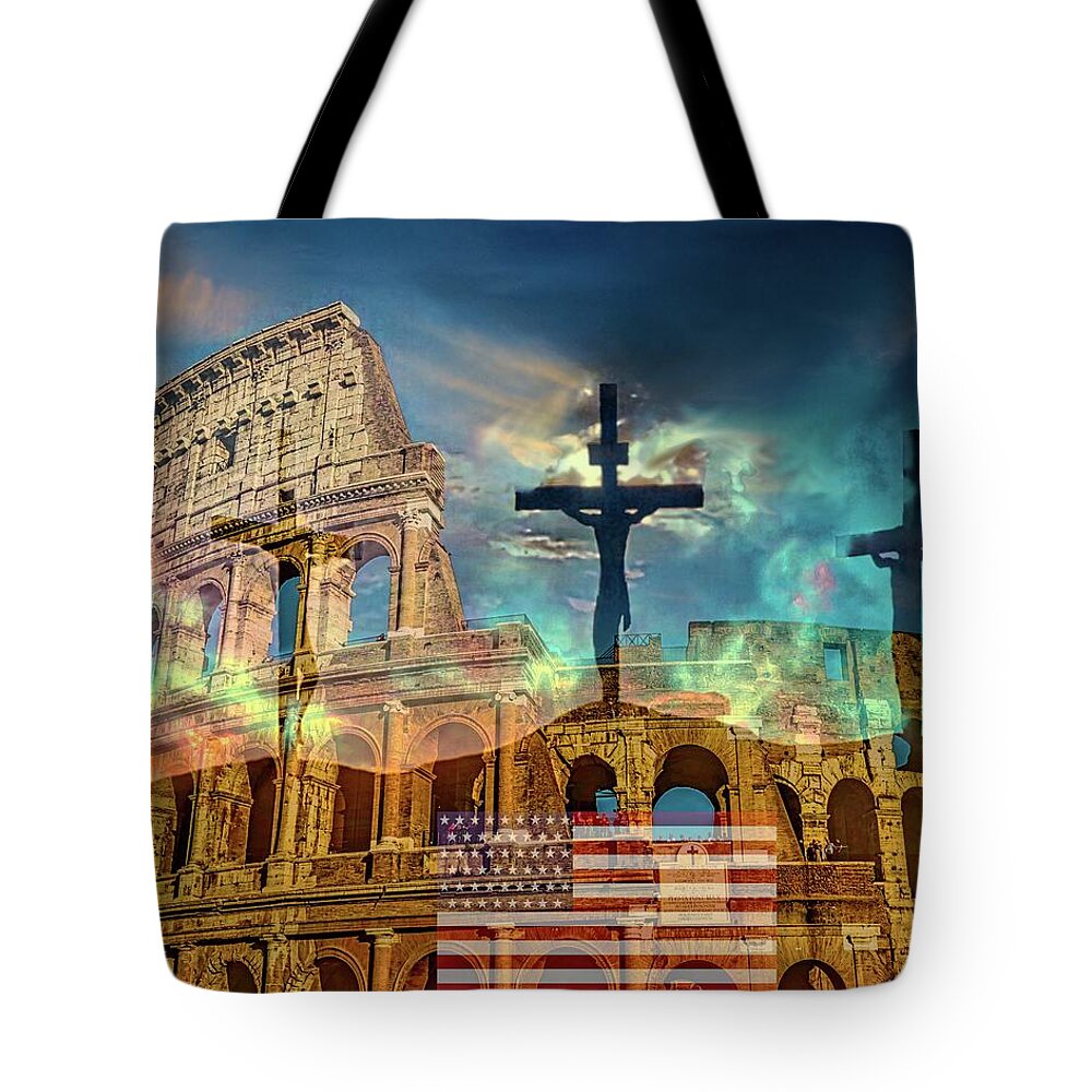 Jesus Tote Bag featuring the digital art Nations Rise and Fall by Norman Brule