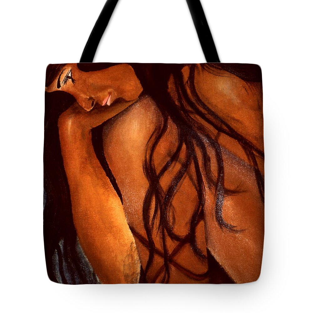 Native American Tote Bag featuring the painting Native Girl by Pamela Henry