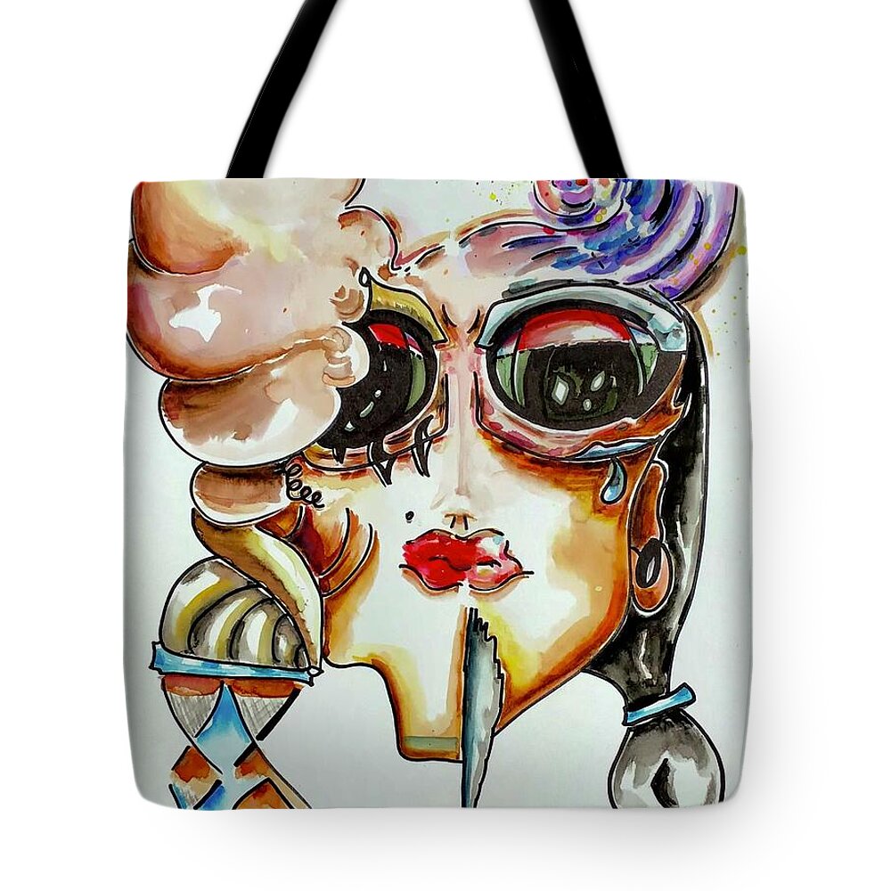 Indigenous Tote Bag featuring the painting Native Story by Tara Dunbar