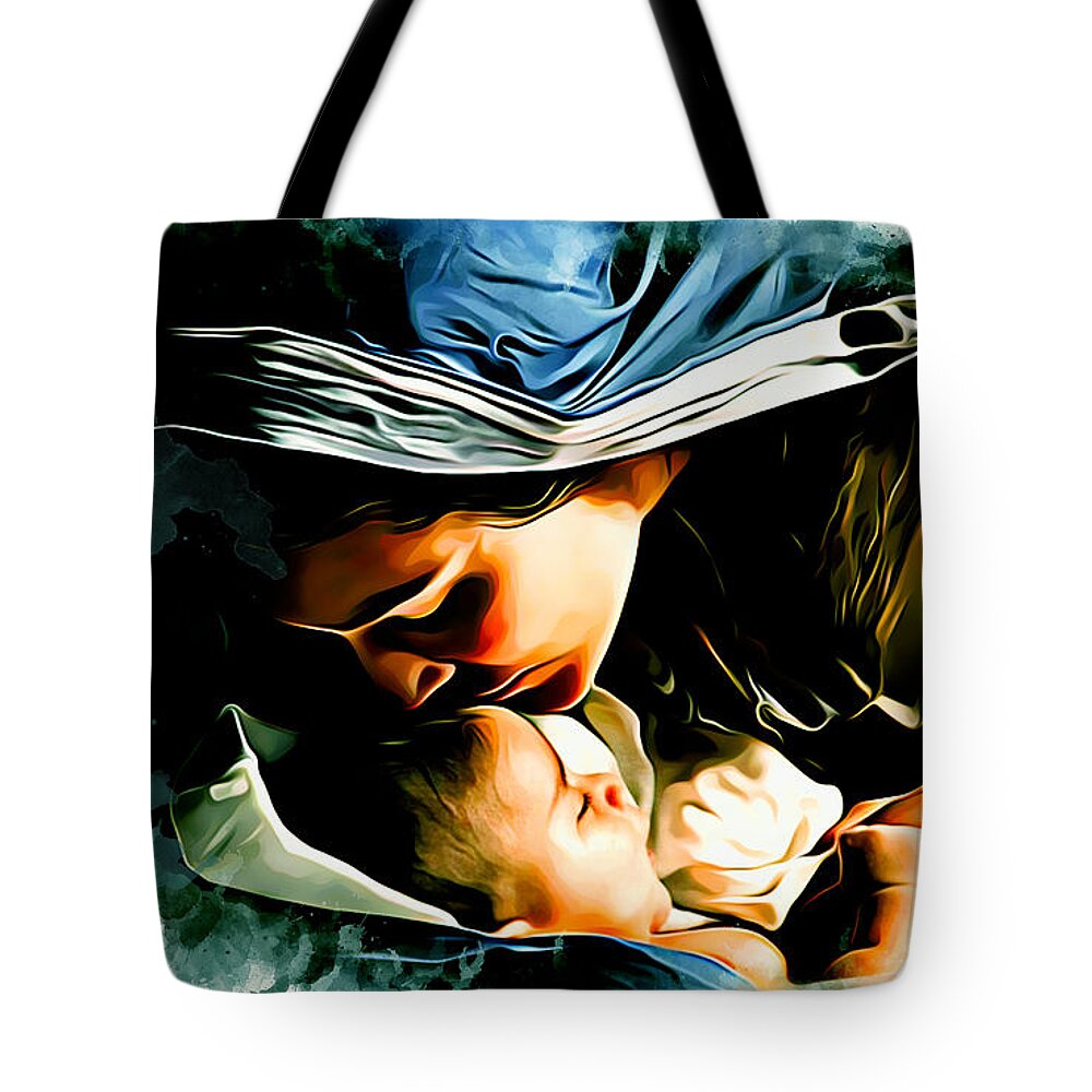 Nativity Tote Bag featuring the digital art Nativity of Jesus by Charlie Roman