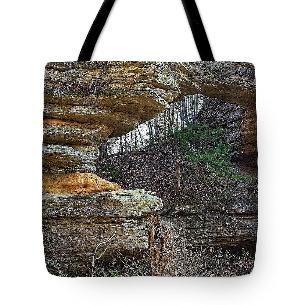 Natural Tote Bag featuring the photograph Natural Bridge State Park, WIsconsin by Steven Ralser