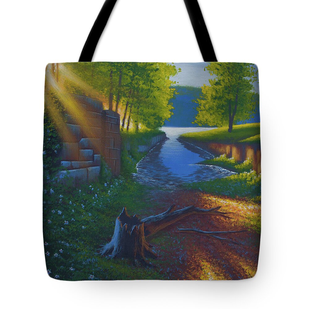Acrylic Tote Bag featuring the painting Nature's Outlet by Timothy Stanford