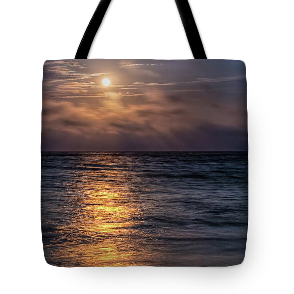 Cape Cod Moonrise Tote Bag featuring the photograph Nauset Beach Moonrise by Rod Best