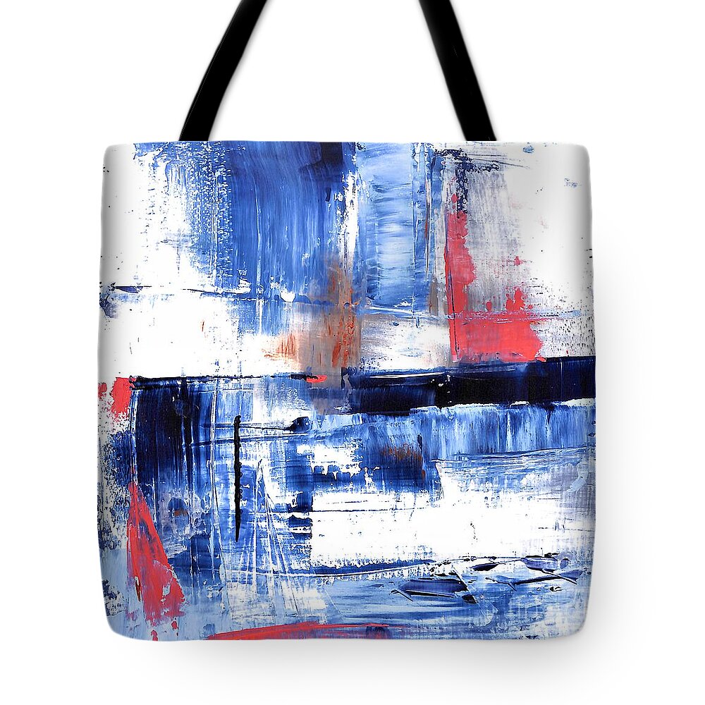 Seaside Tote Bag featuring the painting Nautical Abstract pair 2 by Patty Donoghue