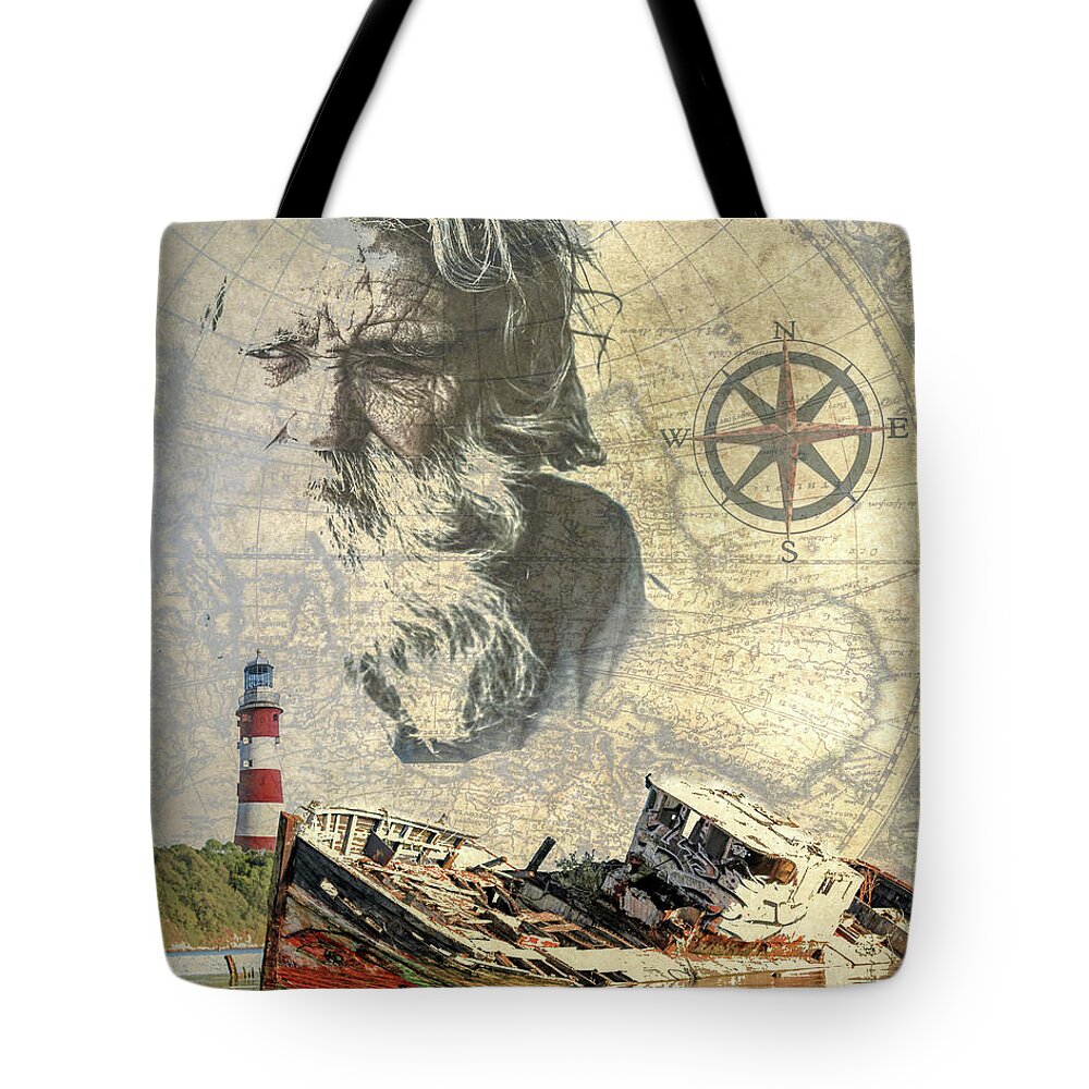 Nautical Tote Bag featuring the digital art Nautical - Distant Memories by Ron Grafe