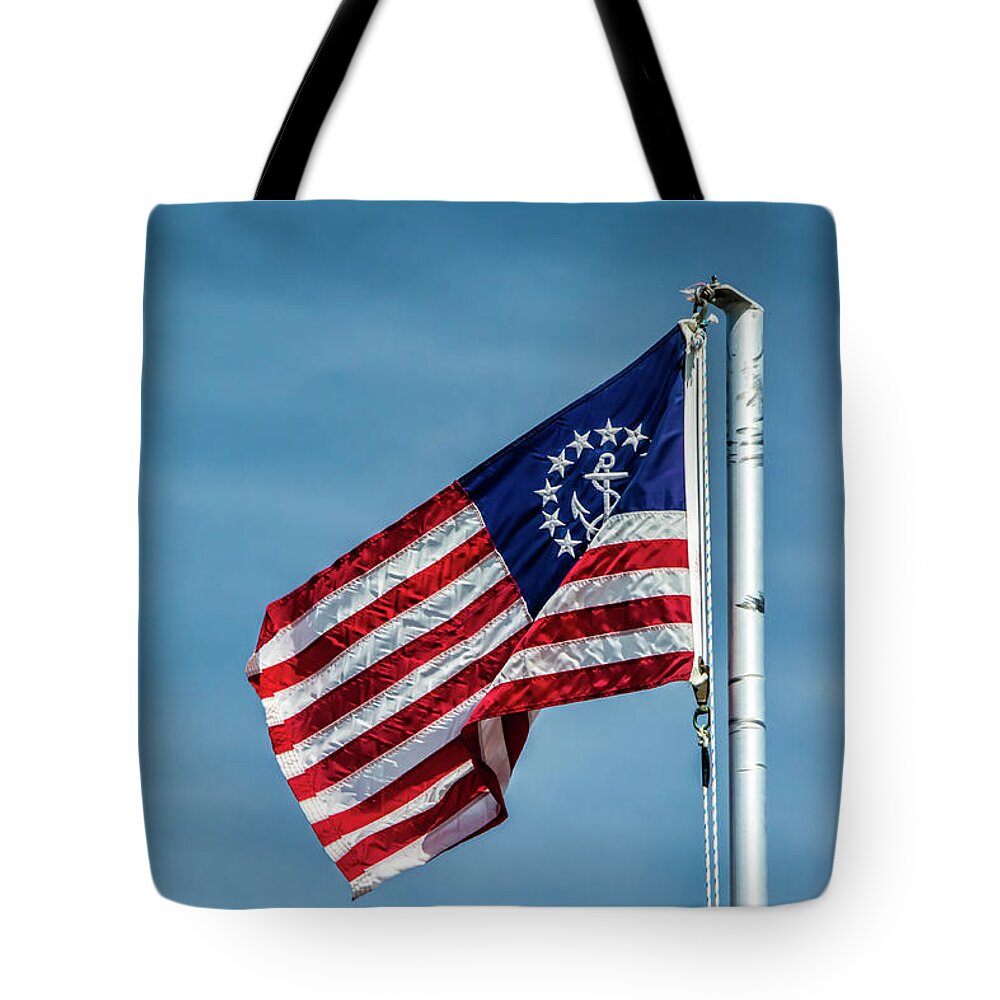 Flag Tote Bag featuring the photograph Nautical Flag by Cathy Kovarik