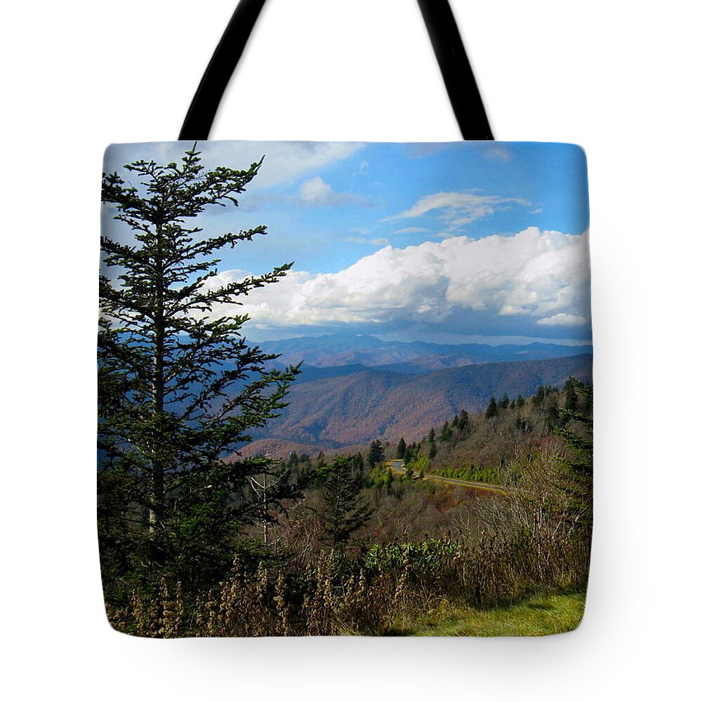 Blue Ridge Mountains Tote Bag featuring the photograph NC Blue Ridge Mountains by Shirley Galbrecht
