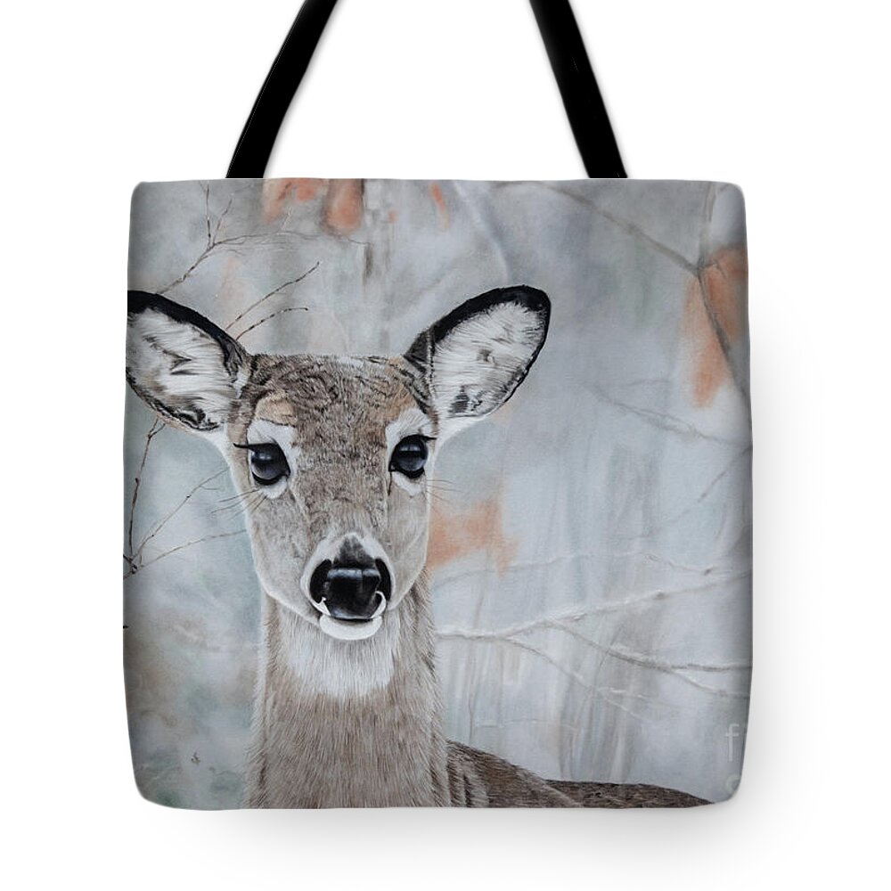 Deer Tote Bag featuring the pastel Need a Little Doe by Joni Beinborn