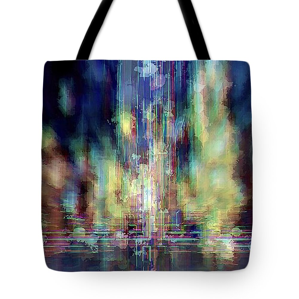 Urban Landscape Tote Bag featuring the digital art Lightmare by David Manlove