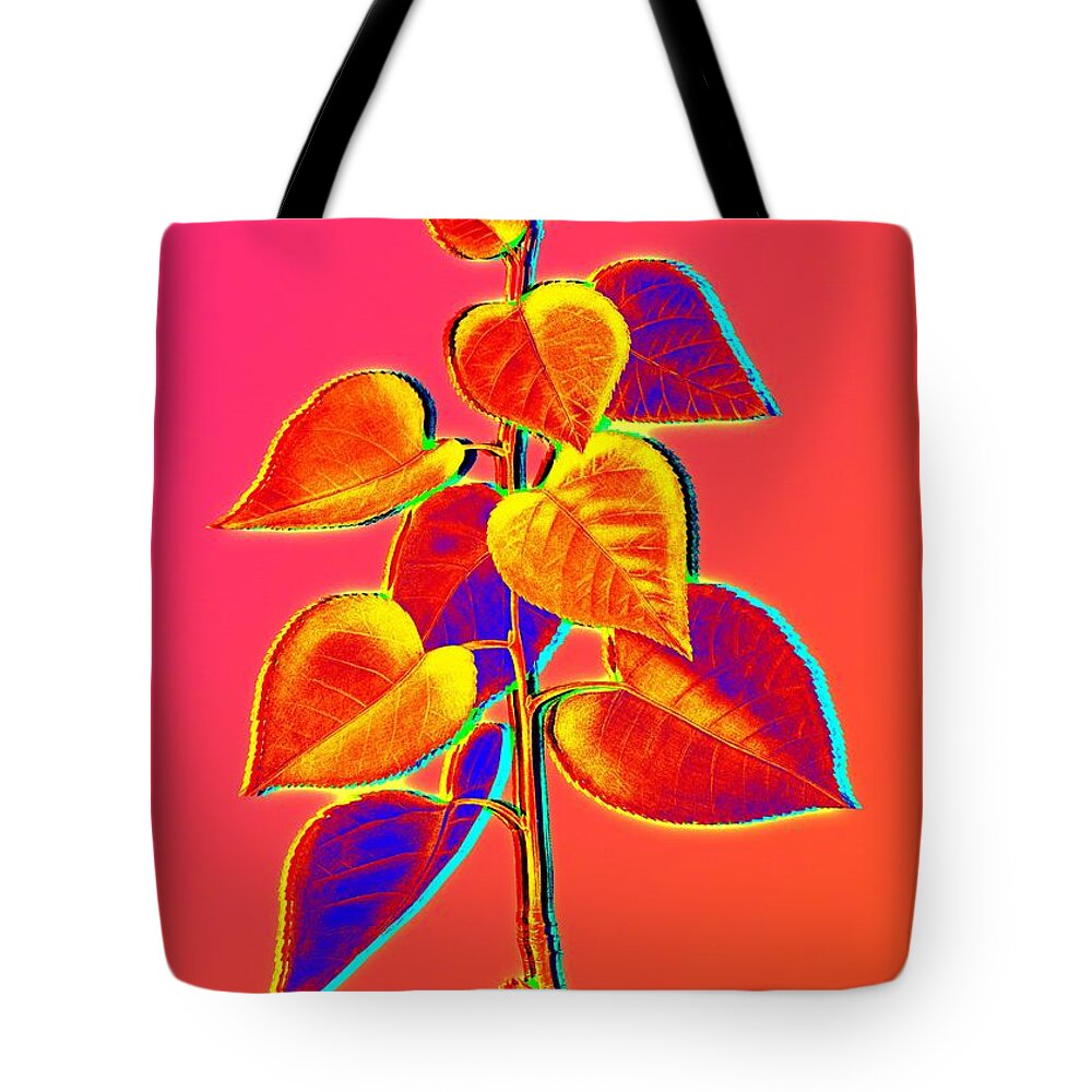 Neon Tote Bag featuring the painting Neon Pink Quaking Aspen Botanical Art n.0326 by Holy Rock Design