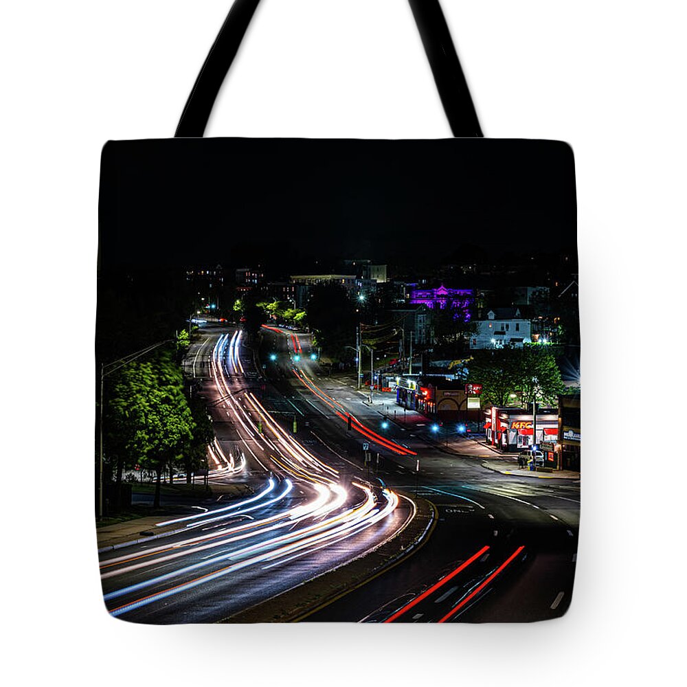 Getty Square Tote Bag featuring the photograph Nepperhan at Night 1 by Kevin Suttlehan