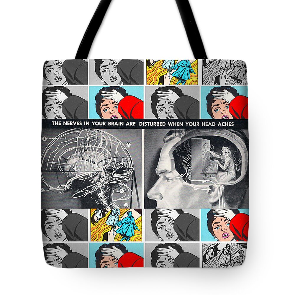 Mental Health Tote Bag featuring the mixed media Nervous Breakdown by Sally Edelstein