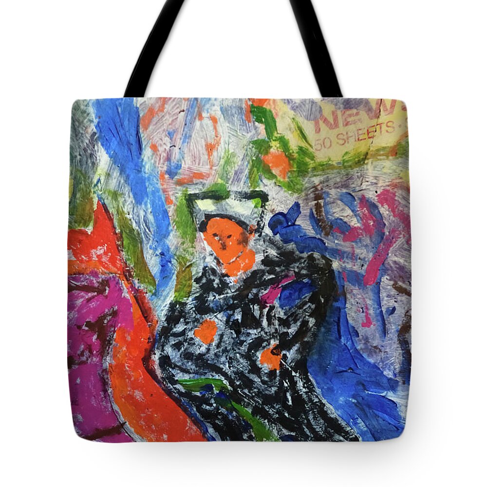 Navy Tote Bag featuring the mixed media Never Again Volunteer Yourself by Bencasso Barnesquiat