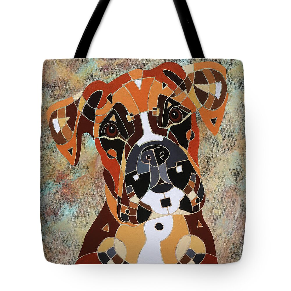 Boxer Dog Art Tote Bag featuring the painting Never Boxed In Boxer Dog Art by Barbara Rush