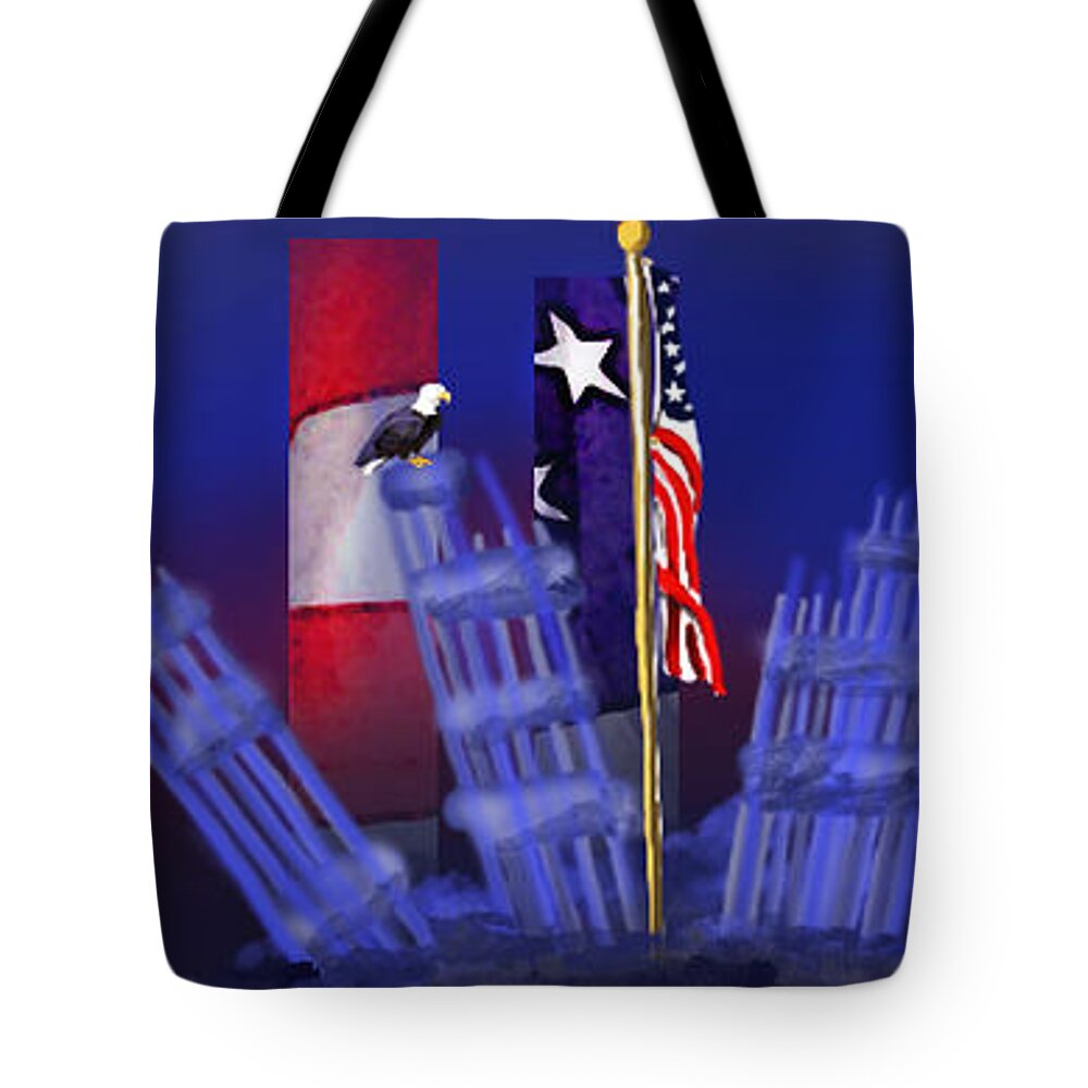 9 11 Tote Bag featuring the digital art Never Forget by Doug Gist
