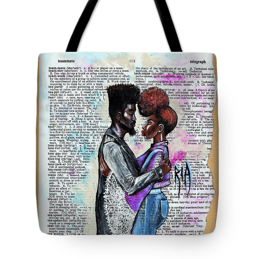  Tote Bag featuring the painting Never forget - We are on the same team by Artist RiA