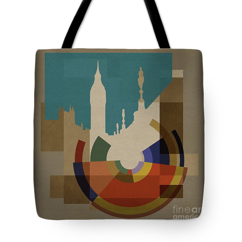 London Tote Bag featuring the mixed media New Capital Square - Big Ben by BFA Prints