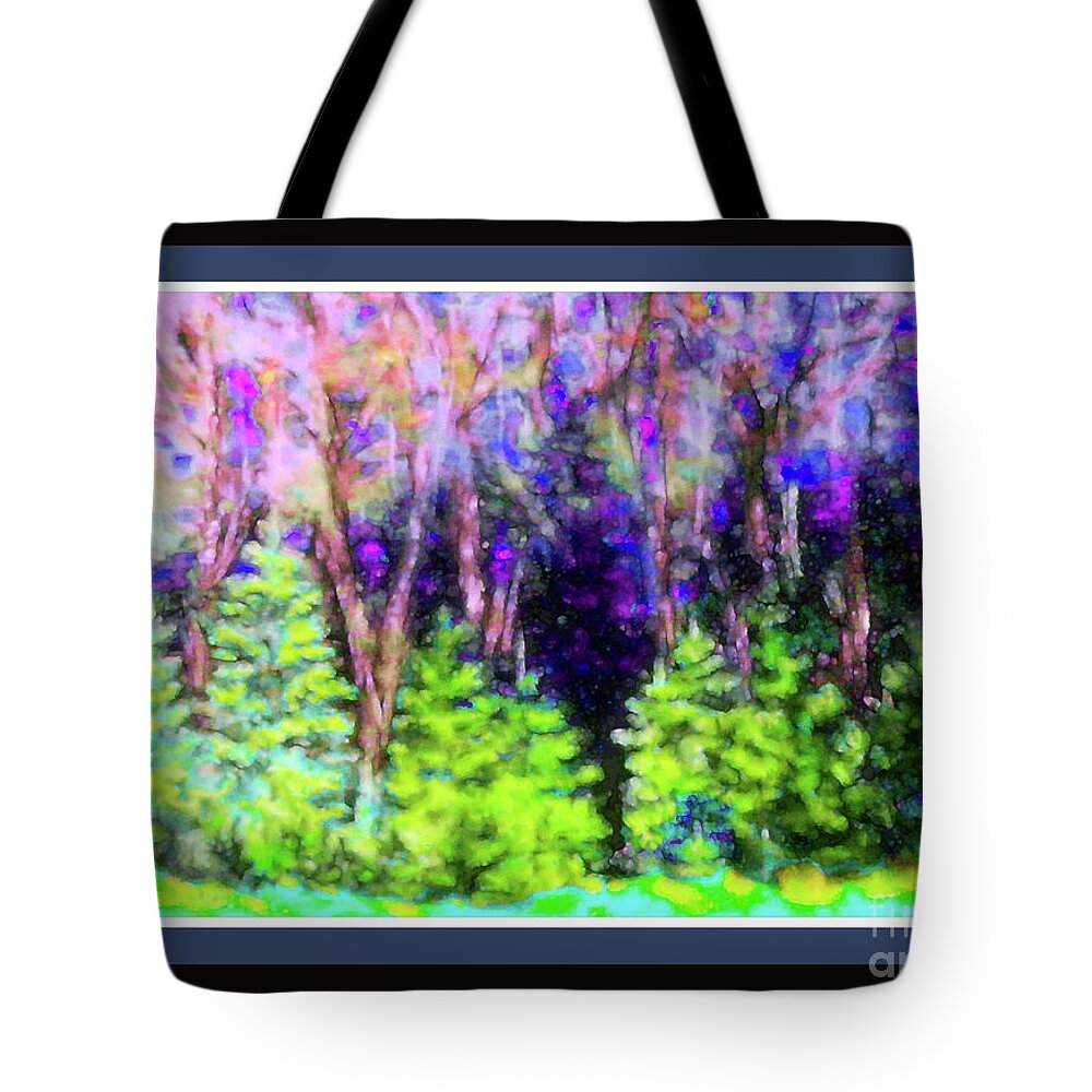  Tote Bag featuring the pastel New Growth Pines by Shirley Moravec
