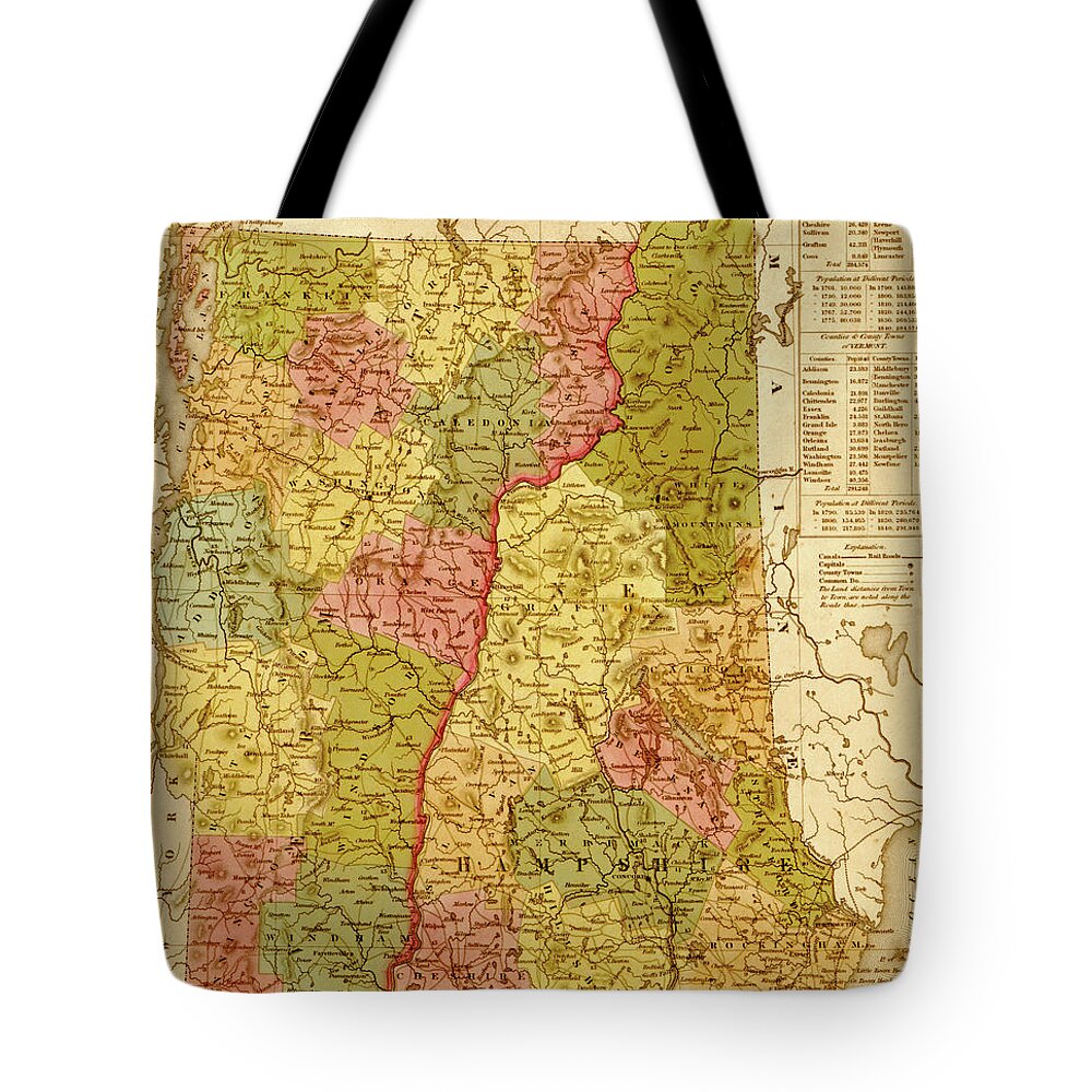 New Hampshire Map Tote Bags