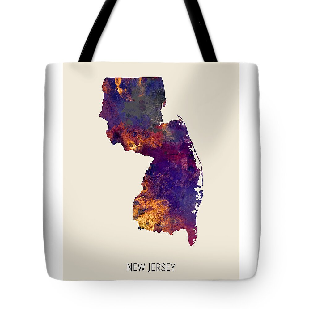 New Jersey Watercolor Map #18 Tote Bag by Michael Tompsett - Michael  Tompsett - Website