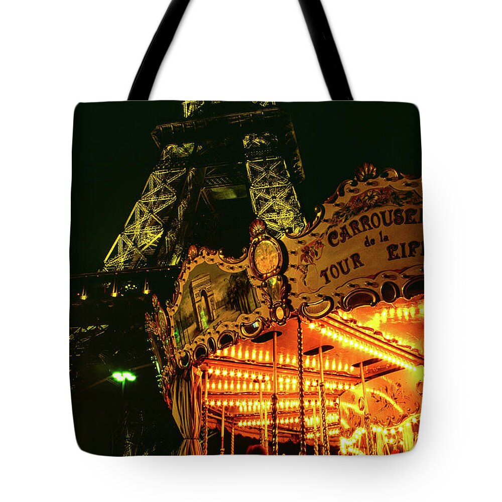 Eiffel Tower Tote Bag featuring the photograph Light Of The Carousel II - Eiffel Tower, Paris, France by Earth And Spirit