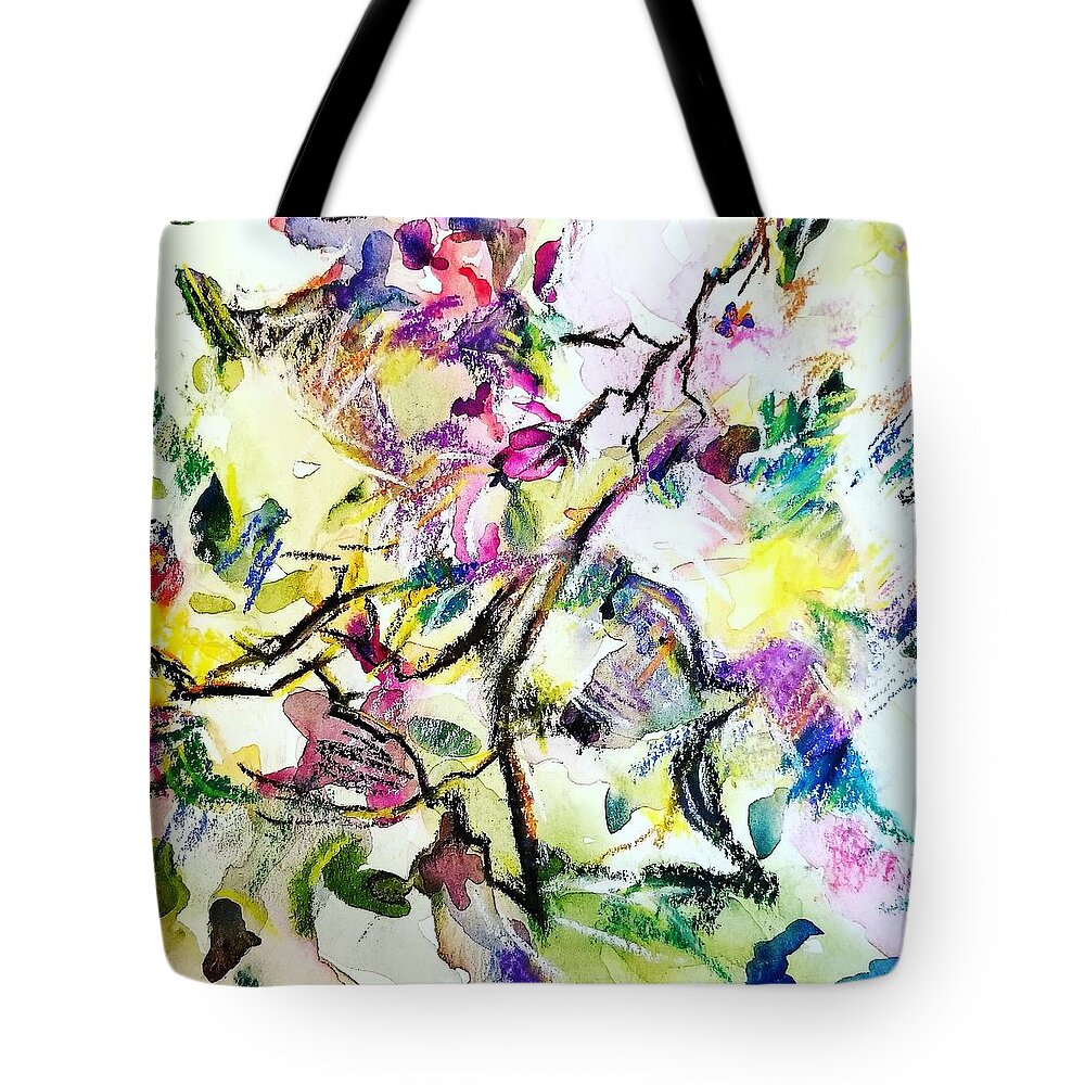 Florals Tote Bag featuring the mixed media New Orleans Spring Garden by Julie TuckerDemps