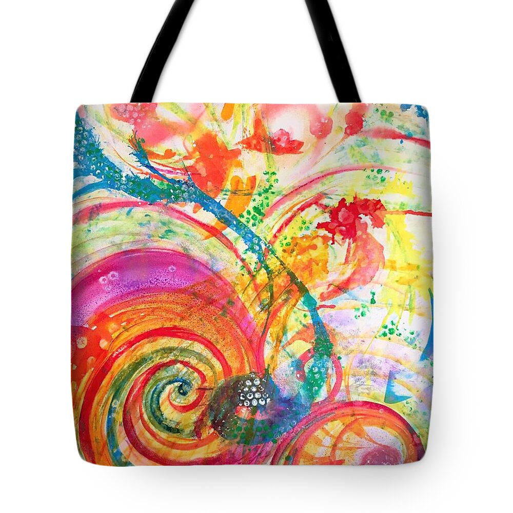 Rainbow Tote Bag featuring the painting New Universe by Deb Brown Maher