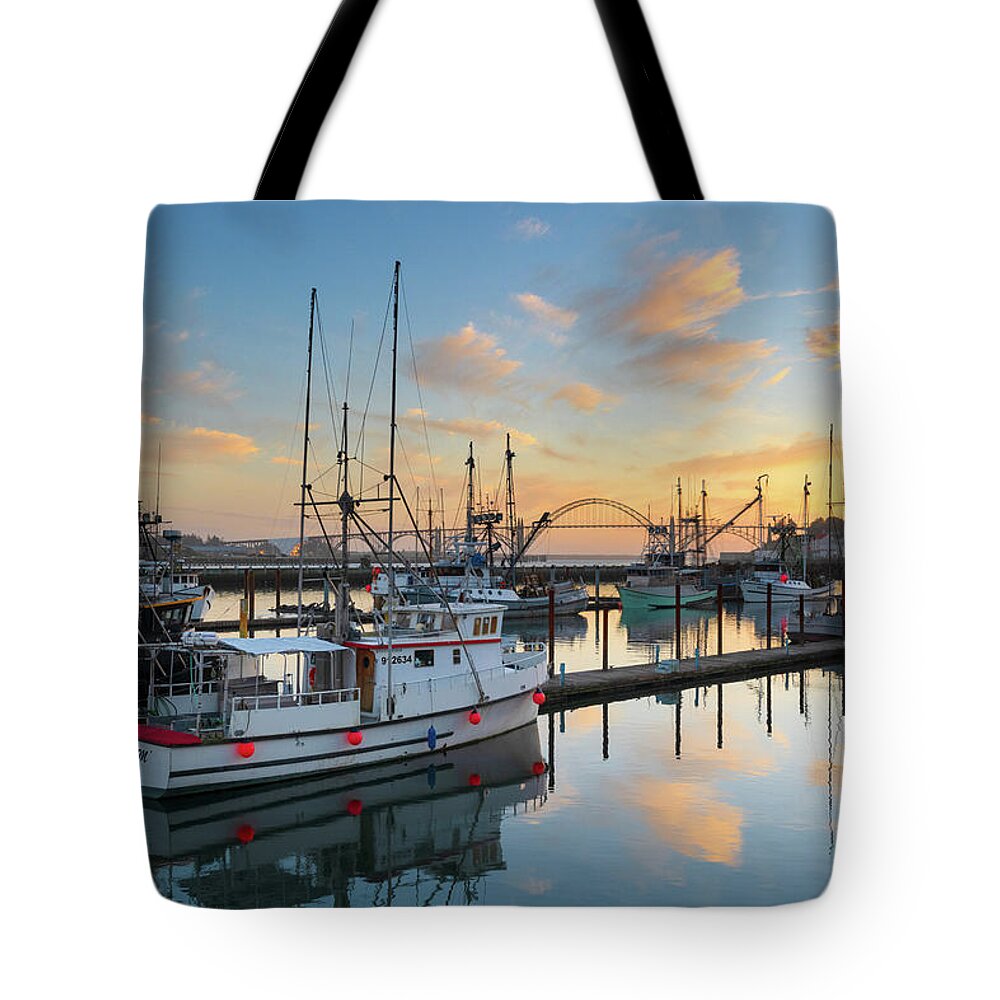 Newport Tote Bag featuring the photograph Newport Harbor Sunset by Patrick Campbell