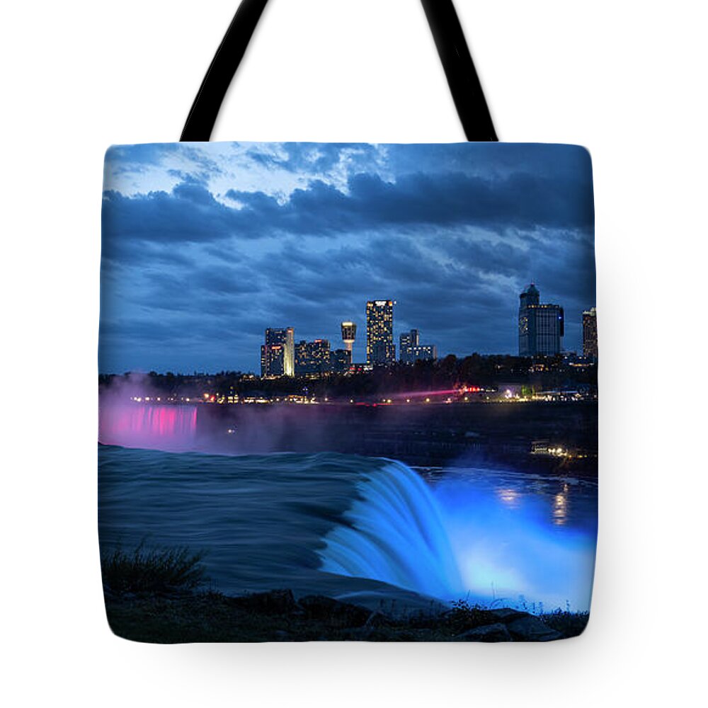 Niagara Falls Tote Bag featuring the photograph Niagara Blues With A Little Red by Mark Papke