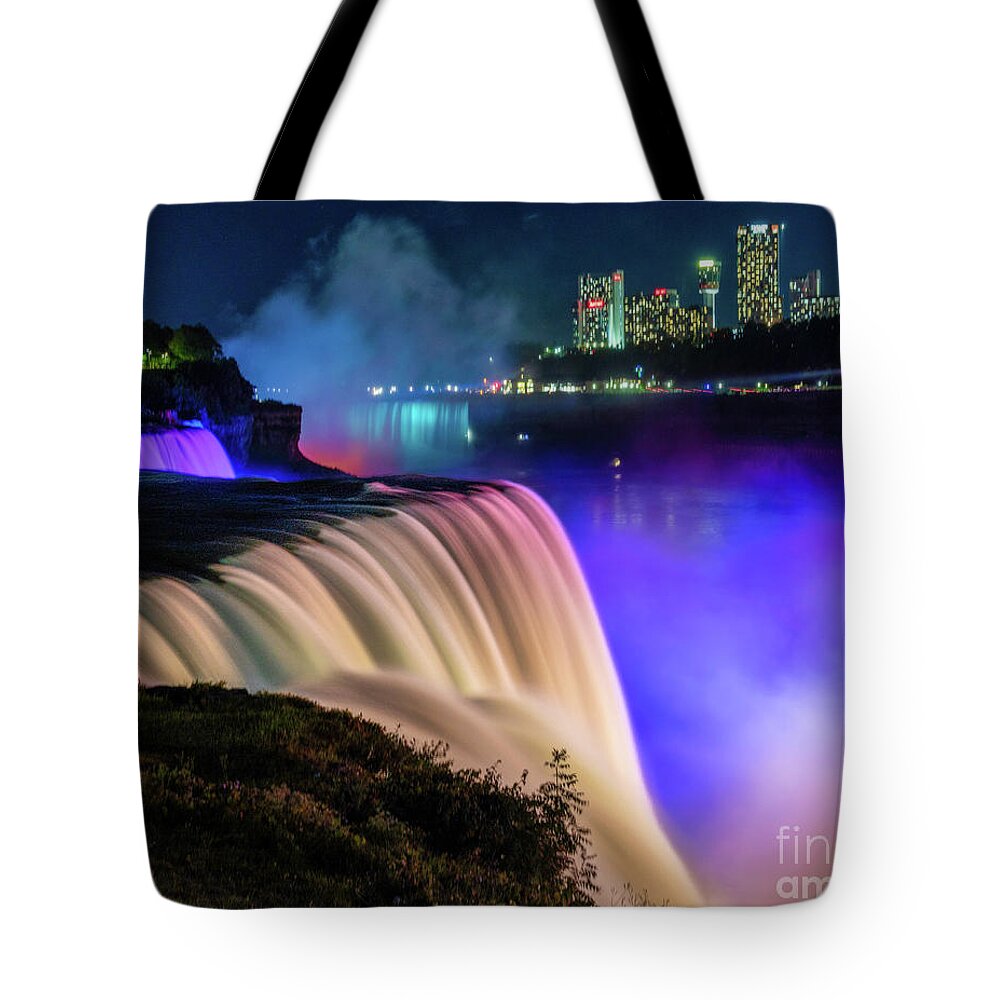 Niagara Falls Tote Bag featuring the photograph Niagara Falls in evening by Izet Kapetanovic