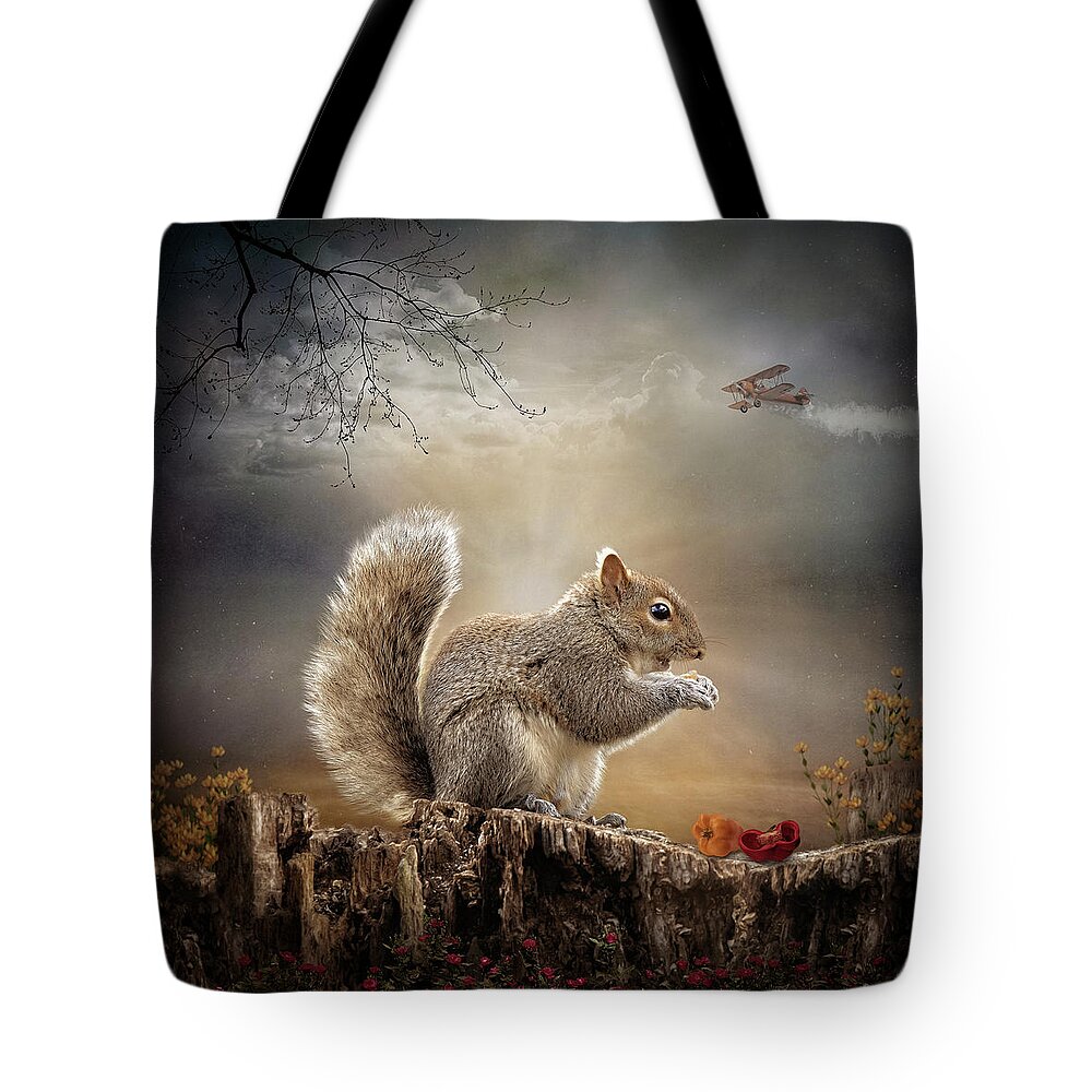 Squirrel Tote Bag featuring the digital art Nibbles by Maggy Pease