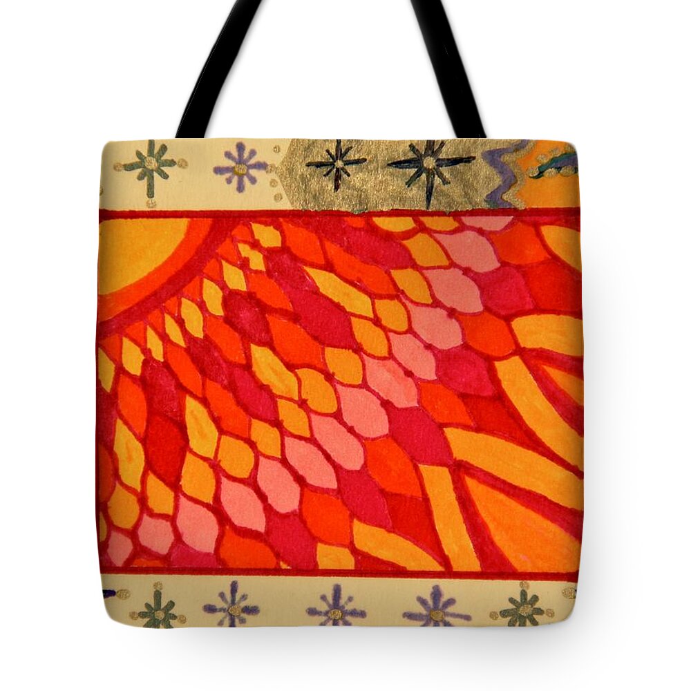 Star Tote Bag featuring the drawing Night and Day by Karen Nice-Webb