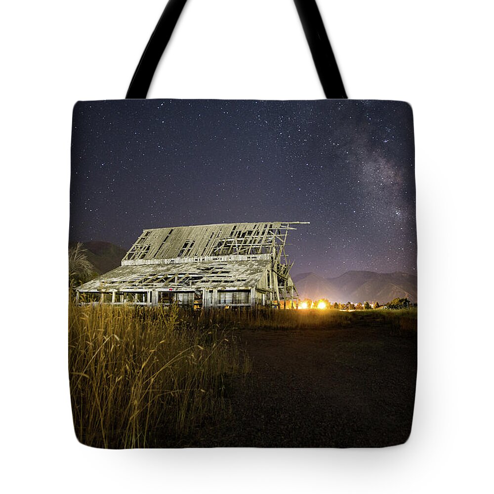 Barn Tote Bag featuring the photograph Night Barn by Wesley Aston