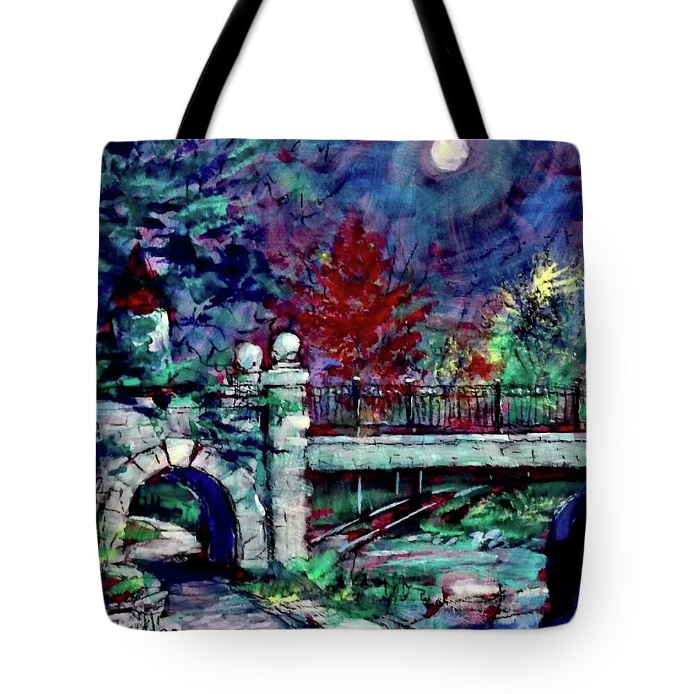 Painting Tote Bag featuring the painting Night Bear by Les Leffingwell