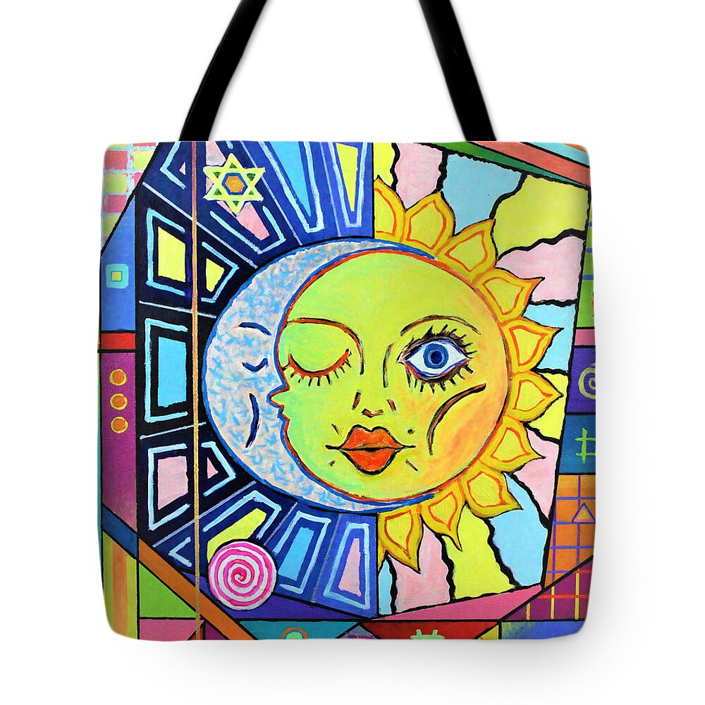 Night Tote Bag featuring the painting Night Kisses Daylight by Jeremy Aiyadurai