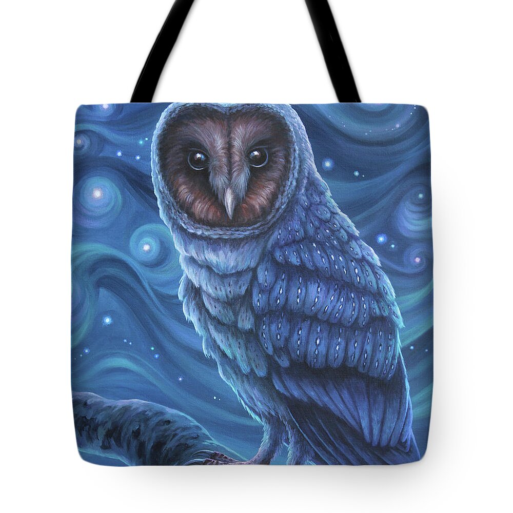 Owl Tote Bag featuring the painting Night Owl by Lucy West
