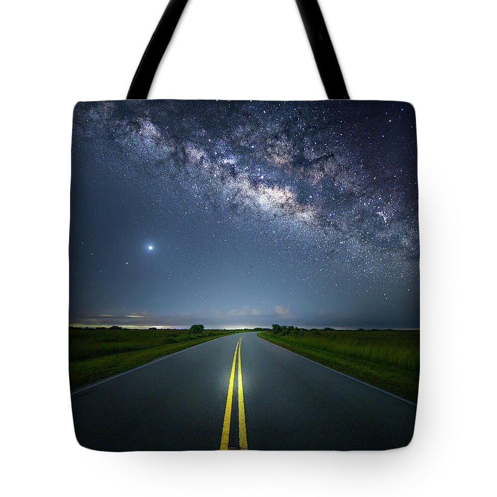 Milky Way Tote Bag featuring the photograph Night Ride by Mark Andrew Thomas