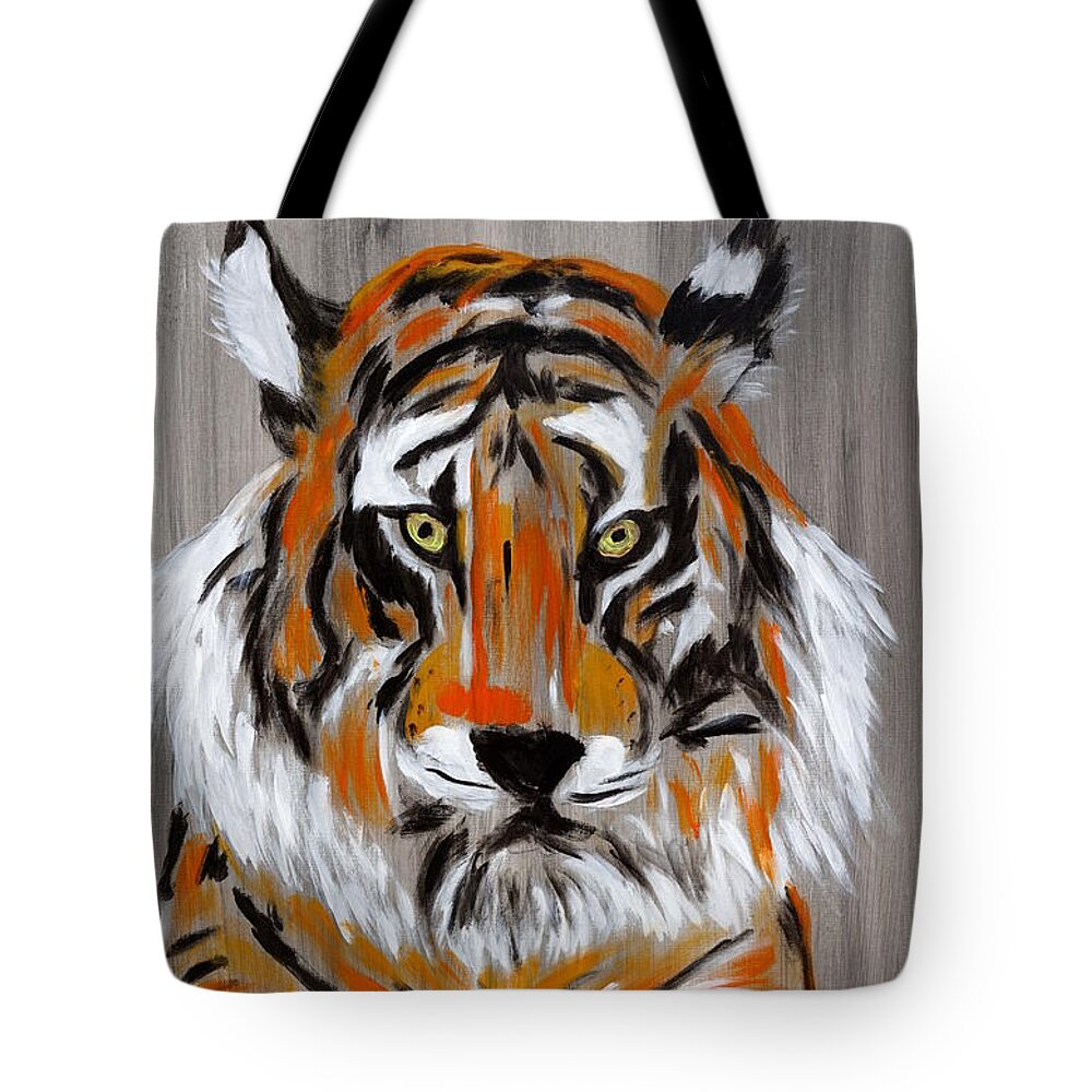 Tiger Tote Bag featuring the painting Night Watch by Brent Knippel