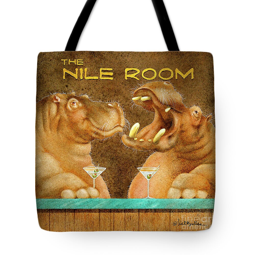 Hippos Tote Bag featuring the painting Nile Room, the by Will Bullas
